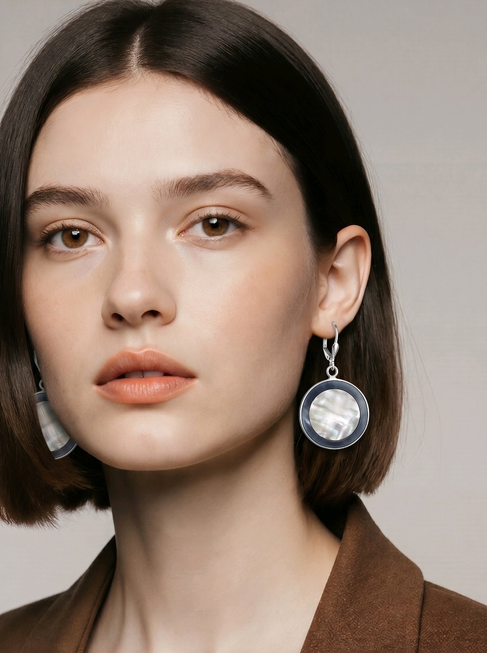Timeless Inlay & Silver Dangle Earrings wt Blue Lapis and White Mother of Pearl